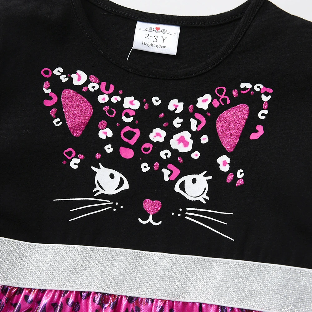 Vestido infantil DXTON manga larga estampado leopardo con gato - imagen 5