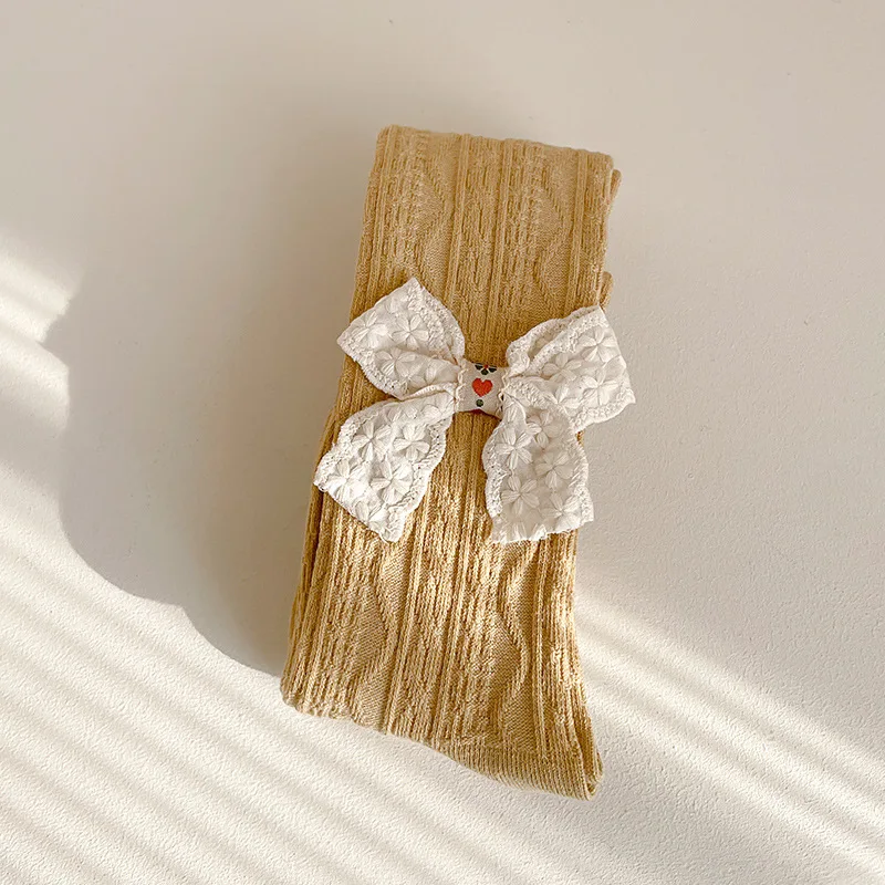 Medias de algodón con lazo para niña – Pantimedias suaves para primavera - imagen 4