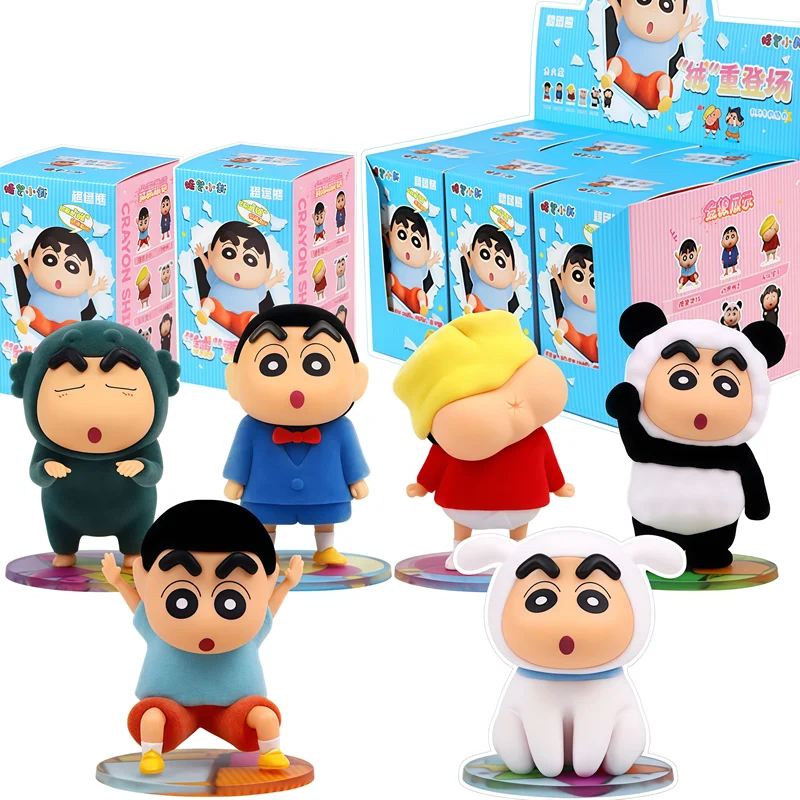 Crayon Shin Chan Shiro figura de Anime modelo coleccionable muñeca flocada sorpresa caja ciega juguetes coches adorno de escritorio regalos de cumpleaños