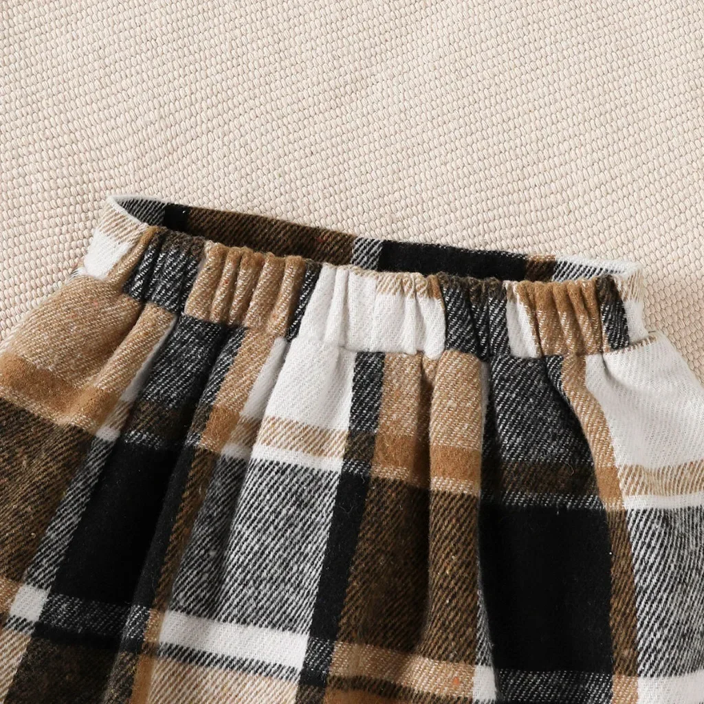 Conjunto para niña de otoño con falda a cuadros y camiseta manga larga - imagen 5