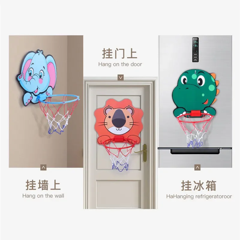Kit de aro de baloncesto para niños, soporte de baloncesto con animales creativos de dibujos animados, juego de interior y exterior, juguetes deportivos, baloncesto para niños - imagen 4