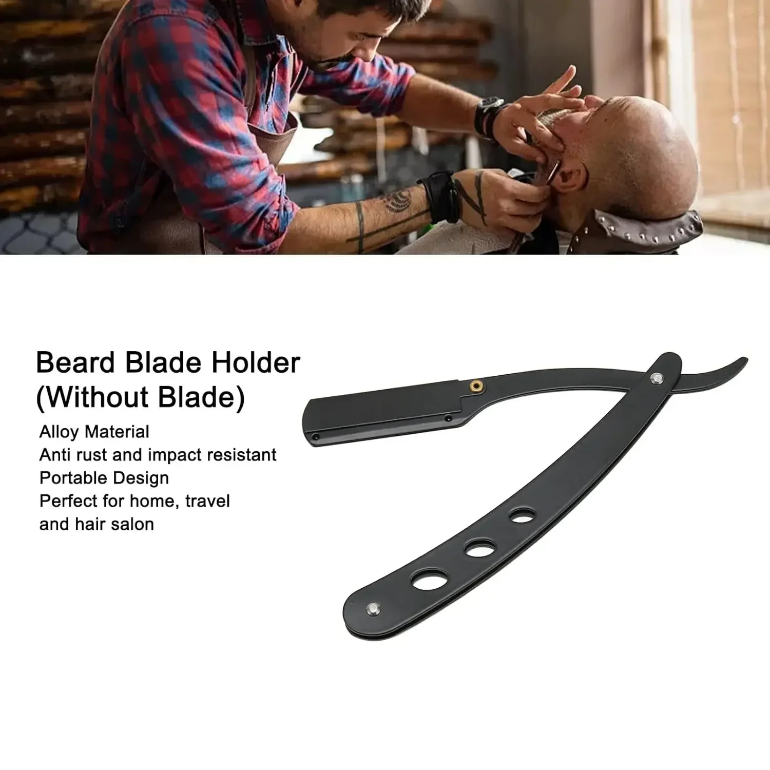 Cuchilla reemplazable de maquinilla de afeitar negra, afeitadora húmeda clásica de maquinilla de afeitar manual, hoja de afeitar de acero inoxidable para hombres - imagen 5