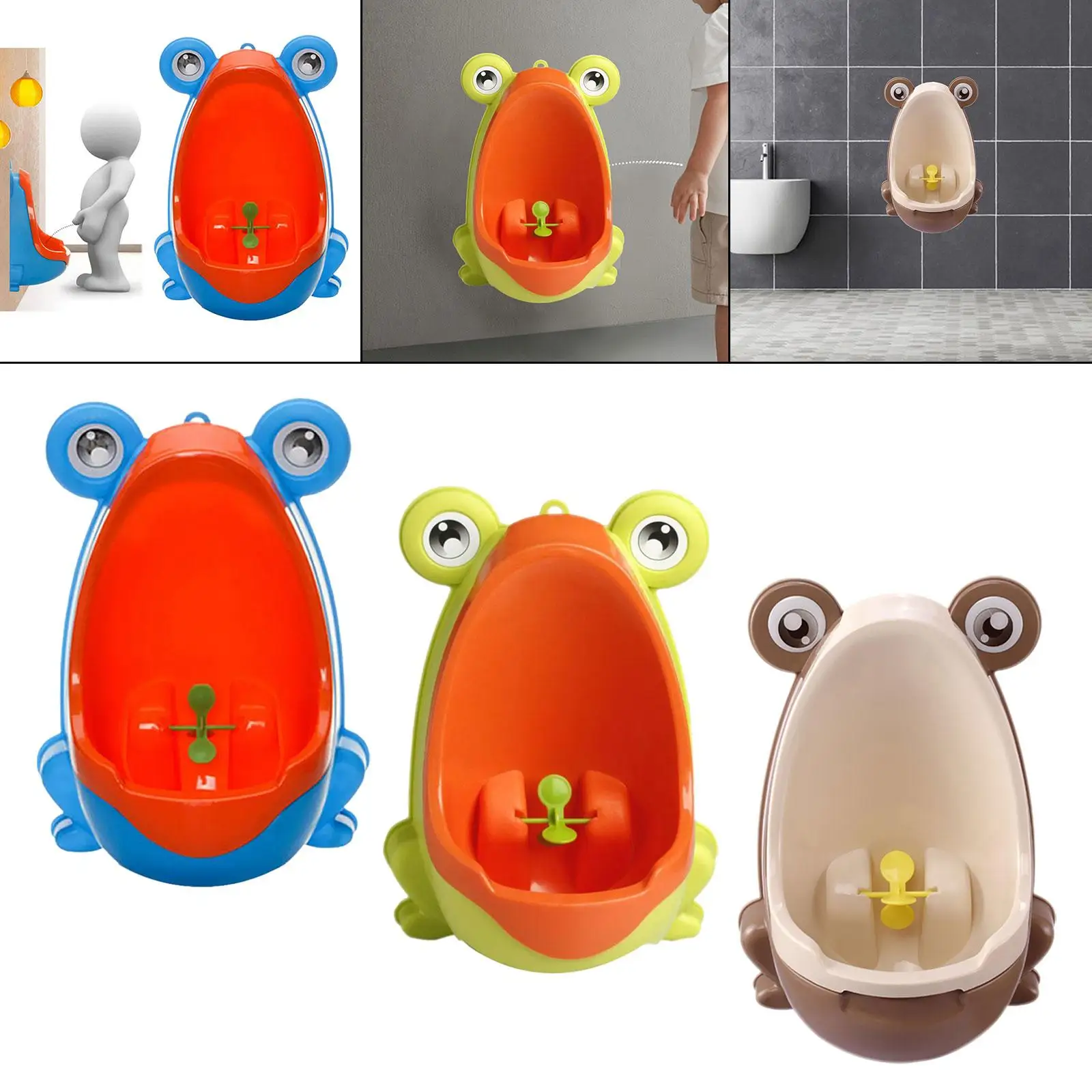 Orinal de pie para entrenamiento de baño para niño, inodoro con viñetas de animales, rana, orina colgante