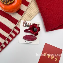 Horquilla roja con dibujos animados para el cabello infantil