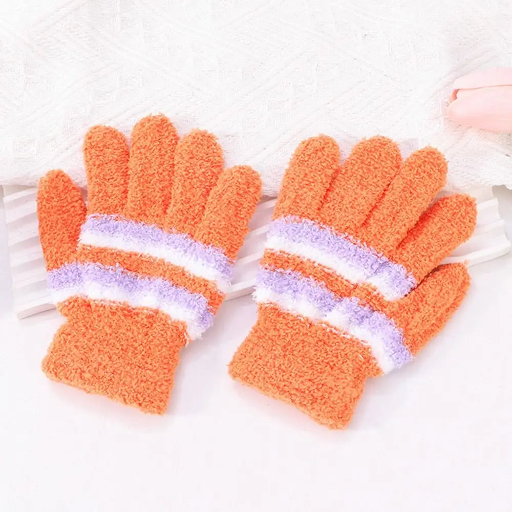 Lindos guantes cálidos de invierno a prueba de viento guantes a prueba de frío guantes elásticos de punto suaves para niños de 6 a 9 años al aire libre - imagen 3