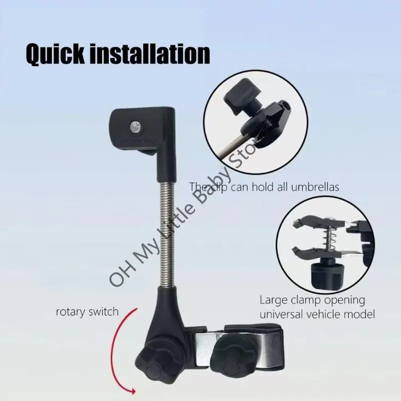 Abrazadera para parasol para cochecitos con marco Metal M76C, amplia aplicación para sillas ruedas y bicicletas, segura - imagen 4