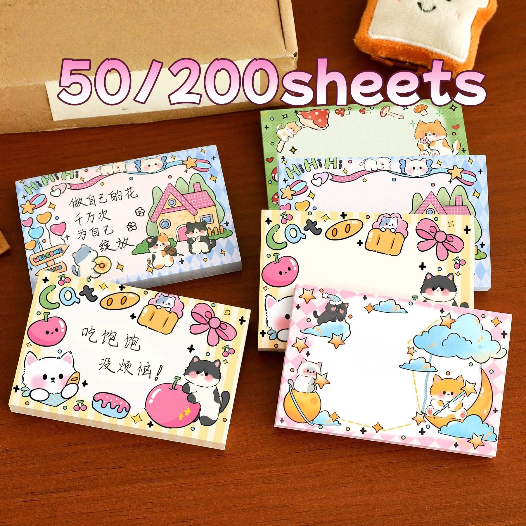 Nota adhesiva lindo gato para hacer lista registro diario notas decorativas práctico adhesivo de papelería - imagen 2