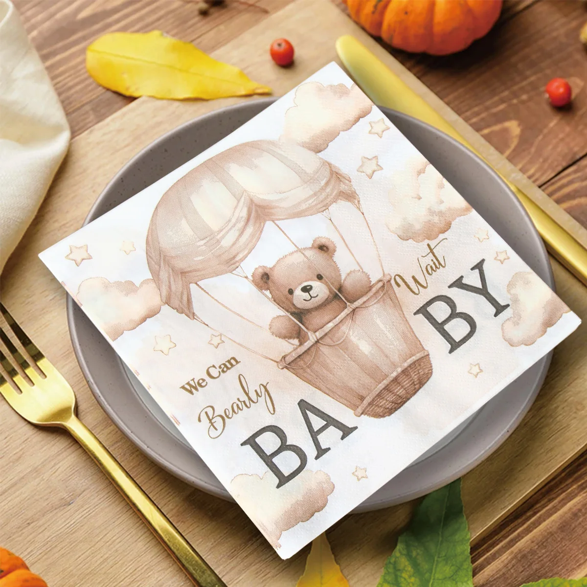 Vajilla desechable para fiestas infantiles - Oso marron - imagen 2