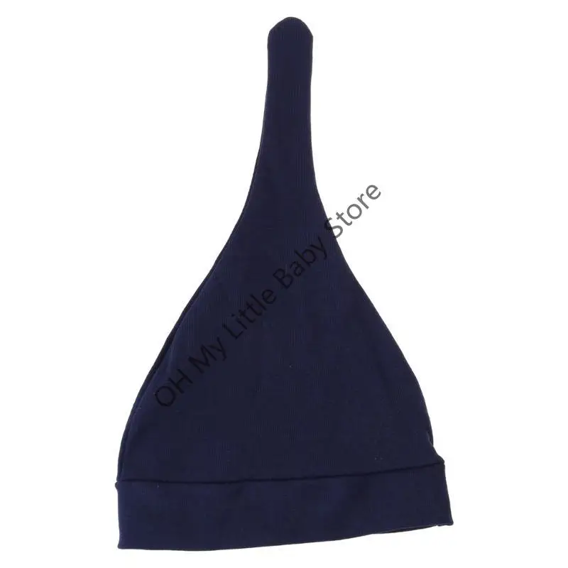 Gorro para bebé recién nacido de 0 a 6M, gorro anudado bonito de Color sólido, gorro infantil de primavera y otoño, gorros suaves de algodón para niños, regalo de ducha para niñas - imagen 3