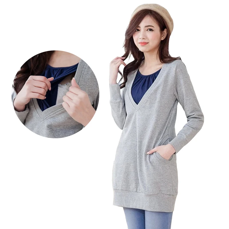 Ropa de maternidad de invierno, vestido largo con capucha para amamantar, vestidos gruesos y térmicos para mujeres posparto, ropa de lactancia