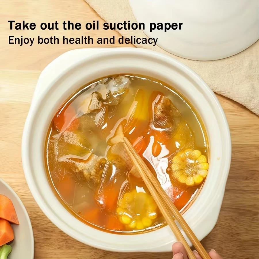 Papel absorbente de aceite de calidad alimentaria, reduce la grasa en alimentos fritos y sopas, papel de filtro de cocina redondo para una cocina saludable, 50/100 Uds. - imagen 4