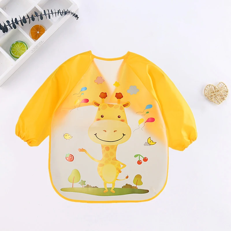 Baberos para bebé, babero impermeable de dibujos animados coloridos y bonitos, delantal de manga larga con dibujo para niños, bebé de 0 a 3 años con alimentación automática - imagen 4