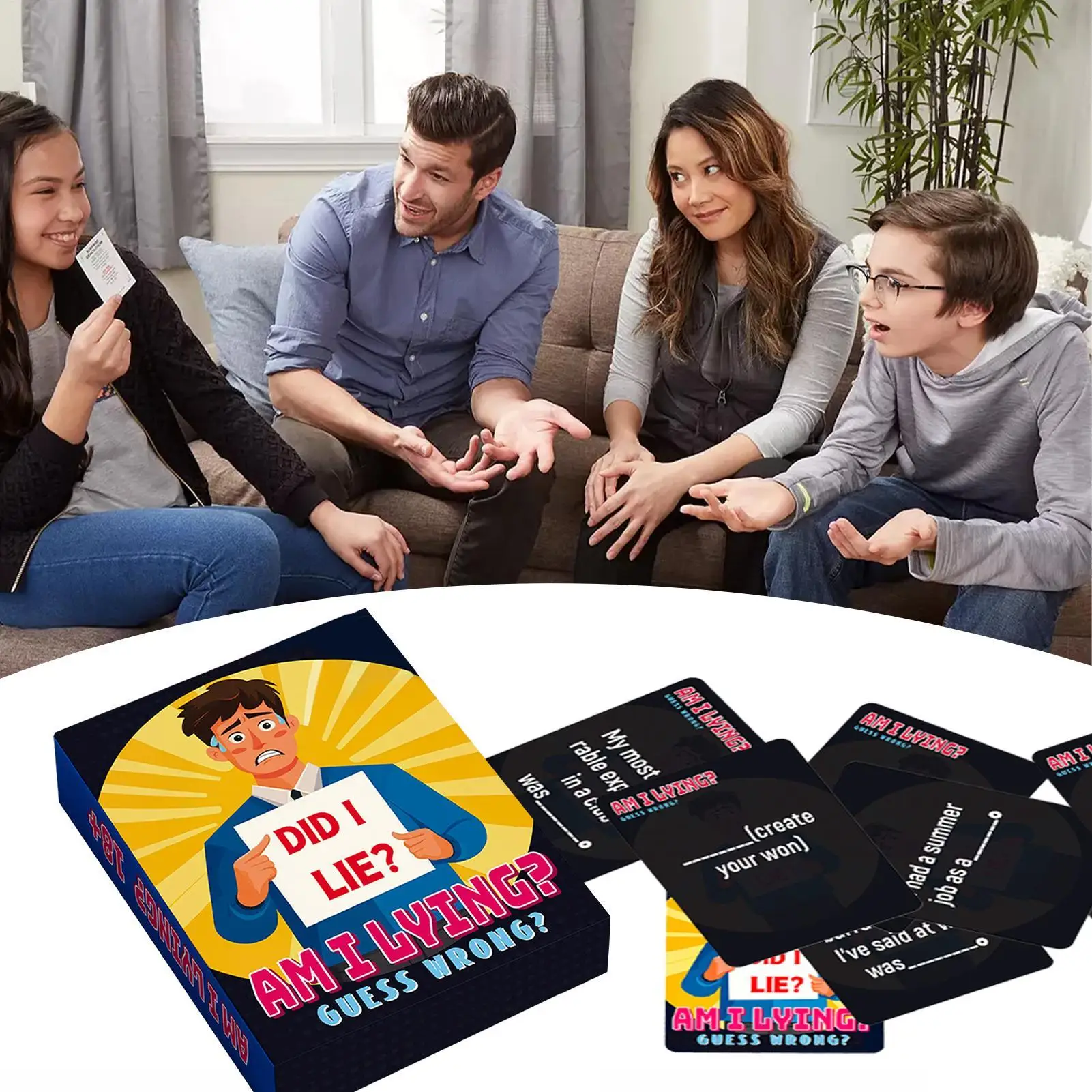 Juegos de cartas para familias, juego de cartas de adivinación de mentiras, baraja divertida para construcción de equipos de empresa, mujeres, hombres, festivales de reuniones familiares - imagen 4