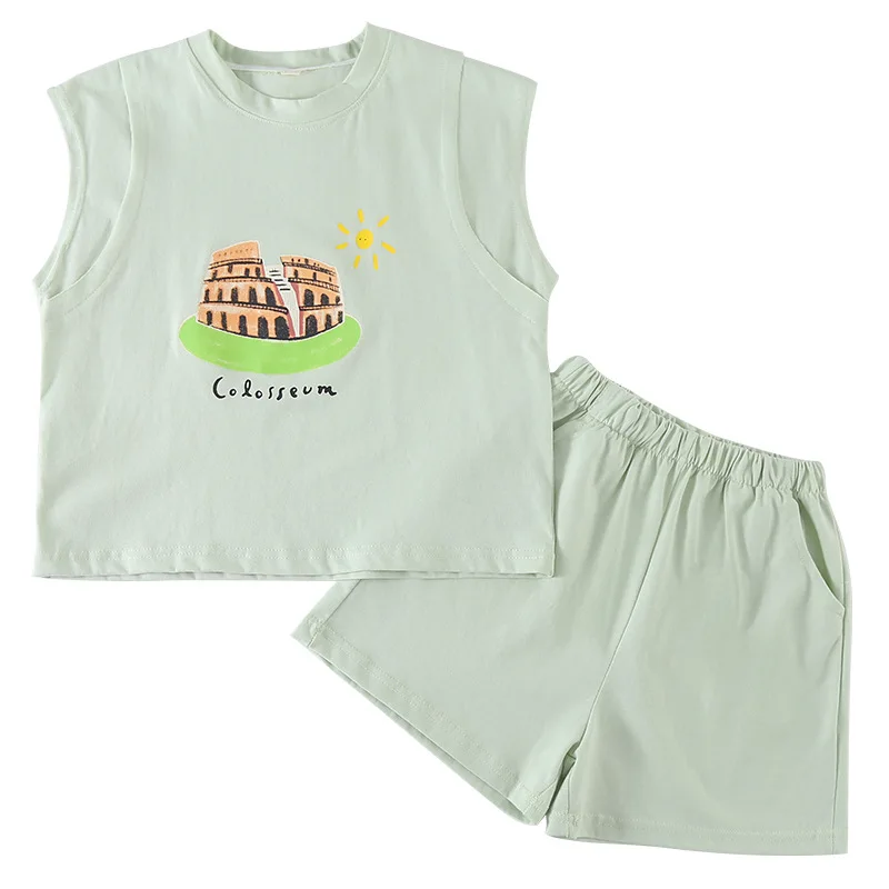 2 uds. Camiseta sin mangas con estampado bonito a juego para la familia de verano + Pantalones cortos, traje informal para niños y niñas - imagen 5