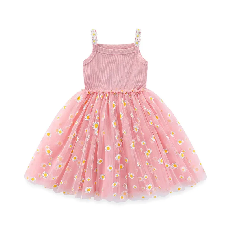 MILANCEL vestido de verano de estilo coreano para niñas de 0 a 4 años, bonito vestido de malla con tirantes de Margarita para bebés, ropa para niños - imagen 4