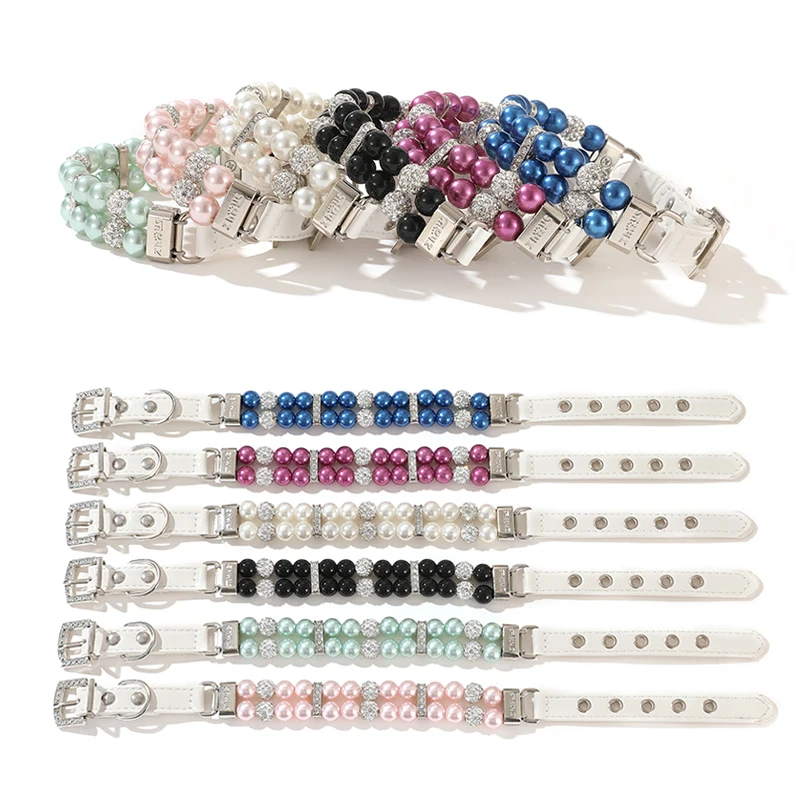 Collar de gato Sphynx con perlas de lujo para gatos pequeños, conjunto de collares y correa ajustables para mascotas, accesorios para masoctas y gatitos - imagen 5