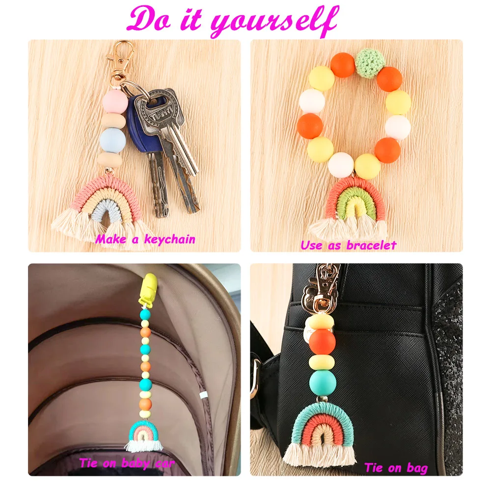 Kovict-Cuentas de silicona la serie Rainbow, cuerda algodón tejida, fabricación joyería, collar, pulsera, pendientes, accesorios personalizados - imagen 5