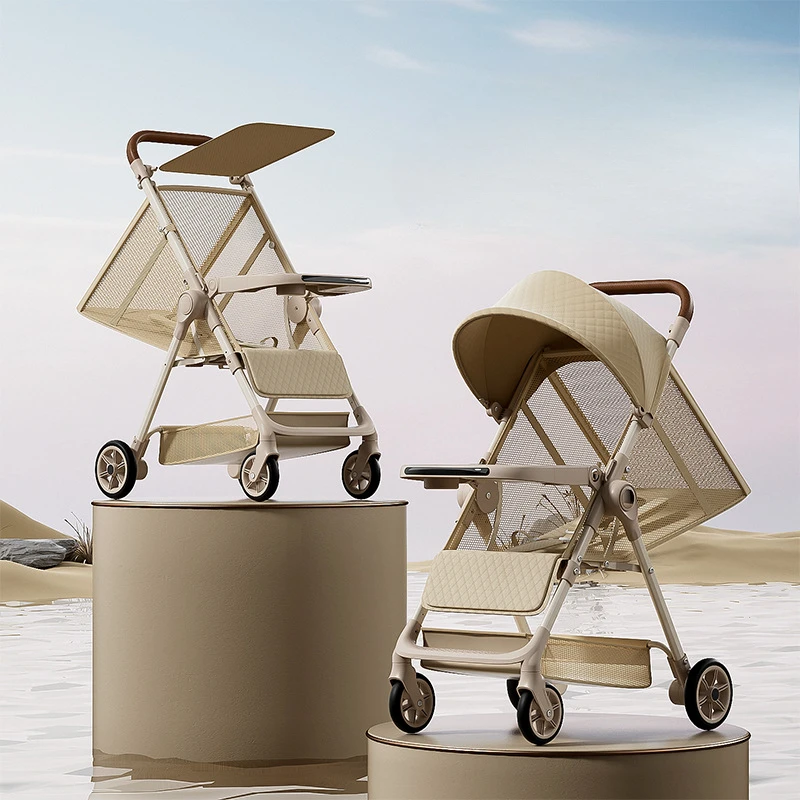 Cochecito de bebé de paisaje alto, talismán portátil para caminar, puede sentarse, tumbarse, coche de bolsillo plegable para niños, seguro y cómodo