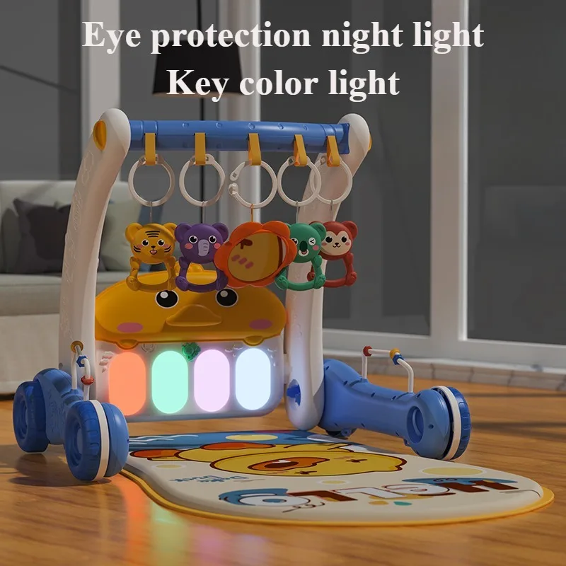 Andador de bebé recién nacido 2 en 1, marco de Fitness con música y luz, educación temprana, carrito de bebé, estante de Fitness, Pedal, Piano, juguete para bebé - imagen 2