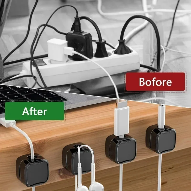 Clips magnéticos ajustables suaves para organizar cables bajo escritorio - imagen 2