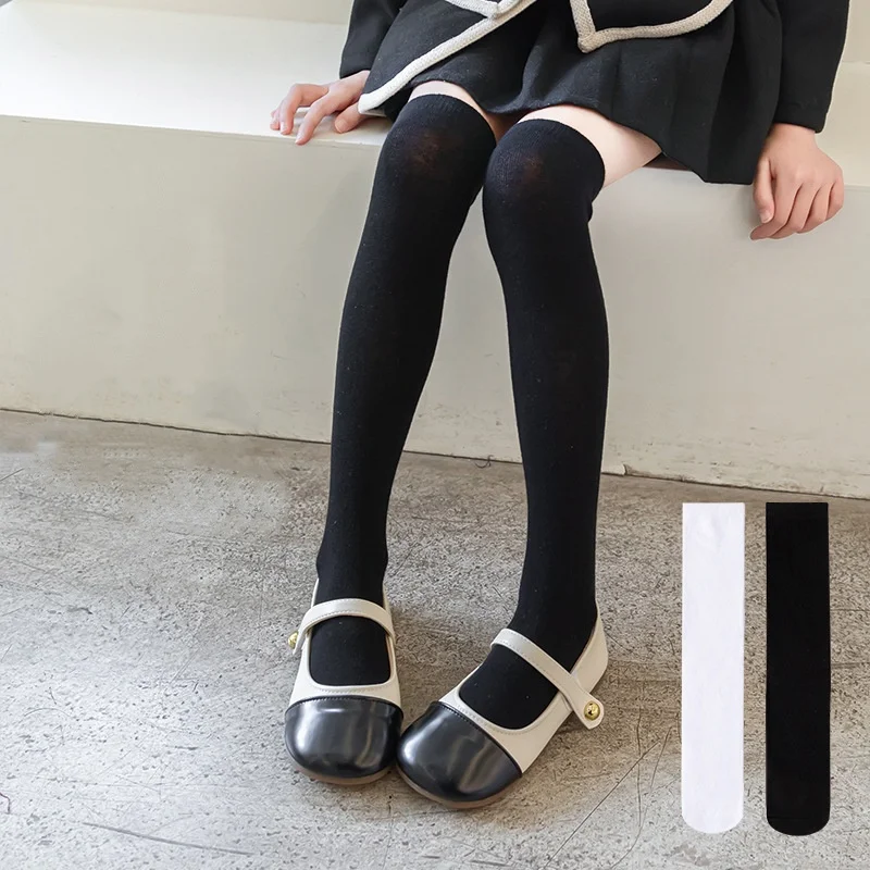 Calcetines para niños y niñas, calcetines largos hasta la rodilla blancos para niños, calcetines de fútbol negros, medias para estudiantes de 1 a 15 años, novedad de primavera - imagen 4