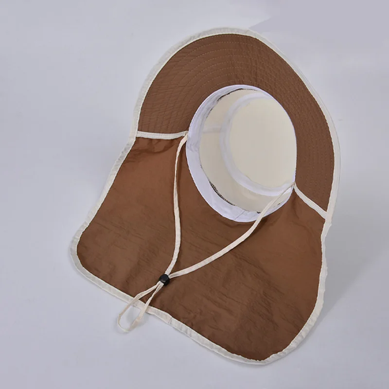 Gorra de Color sólido para niños y niñas, sombrero de cubo para niños, chal grande, gorra de pescador, sombrilla fina y transpirable, sombrero para el sol - imagen 5