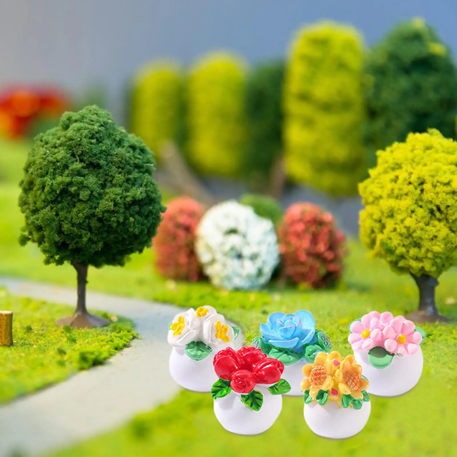 5 Pieces Miniature Dollhouse Plants Birthday Gifts Dollhouse Decoration for 1/12 Micro Landscape Doll House Scene Layout Decor