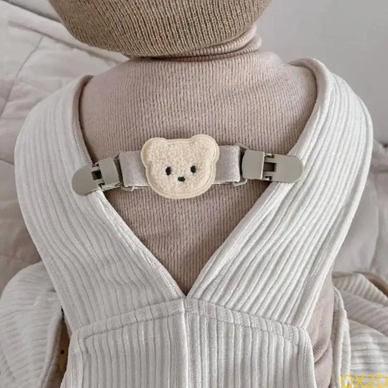 QX2D Baby Slingdress Correa hombro Nonslip Clip tirantes Correa hombro Clip niños Pantalones en general Lindo oso elástico - imagen 4