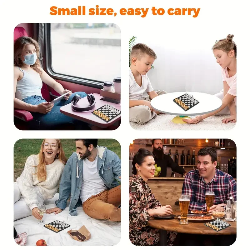 Mini juego de ajedrez magnético, tablero de ajedrez magnético plegable de plástico, juguete interactivo portátil para niños y adultos, regalo de cumpleaños - imagen 5
