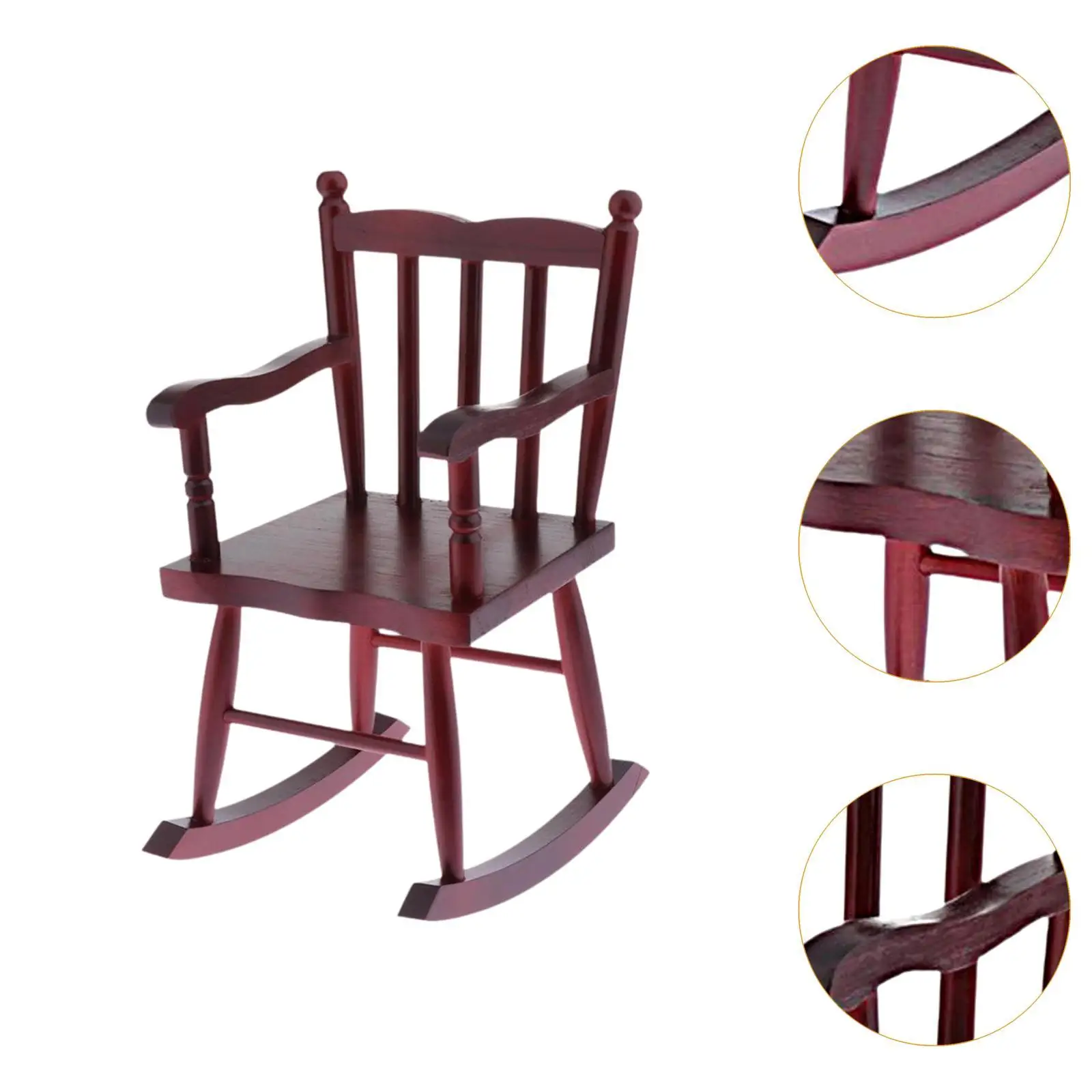 BJD Wooden Doll Furniture Miniature Wooden Doll Rocking Chair Decor