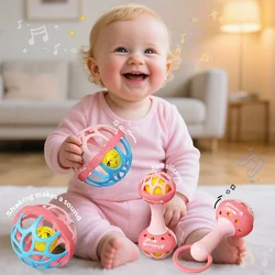 Juguetes sensoriales para bebés, juguetes de timbre de campana de jugador de pelota de mano rosa para mejorar el reconocimiento de color, regalos de calcetines de Navidad