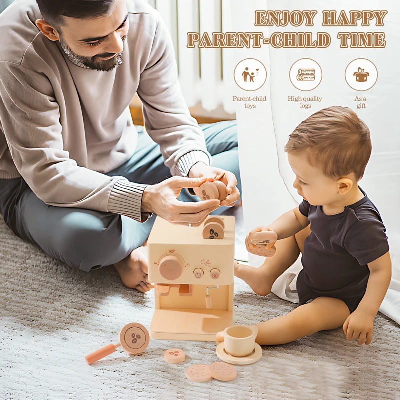 Cafetera infantil de madera – Juguete educativo de cocina - imagen 5
