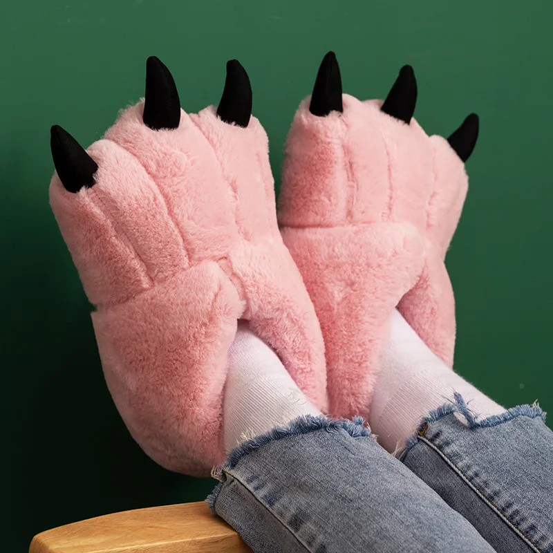 Pantuflas gruesas y cálidas de oso para casa con dibujos suaves - imagen 2
