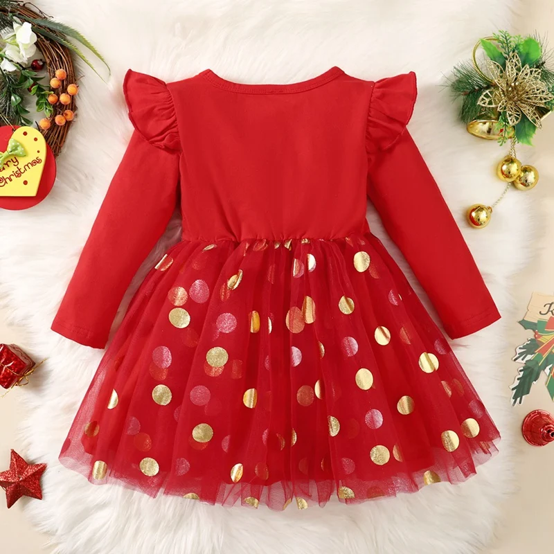 Vestido de Navidad para niñas, vestido de princesa de manga larga, trajes para niñas pequeñas, vestido de tul para fiesta de año nuevo - imagen 5