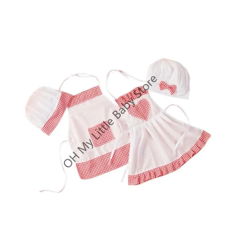 Accesorios para fotos M76C, gorro y delantal Chef, ropa para sesión fotos bebé, disfraz Chef infantil - imagen 3