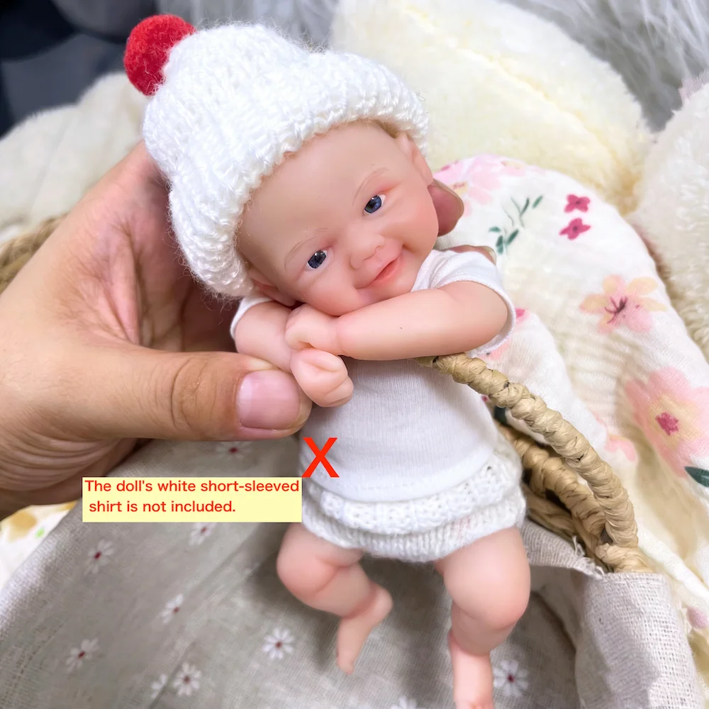 Mini muñeca bebé Reborn regordeta de silicona de 6 pulgadas y 15CM Vivienne, muñeca de silicona sólida y suave, regalo de cumpleaños y Navidad para niña - imagen 3