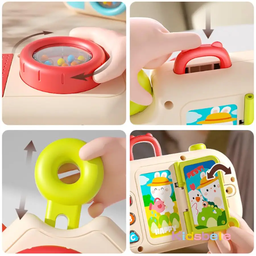 Montessori Musical bebé coche juguete con llave cámara autobús forma interactivo sonajero para bebé 0 3 6 9 12 18 meses niños niñas sonajero para la dentición juguete - imagen 4