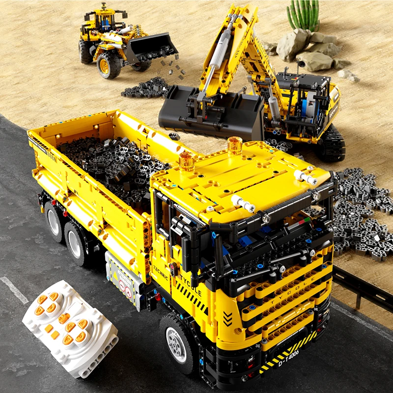 Vehículo de bloques de construcción de ingeniería RC, Bulldozer, vehículo terrestre, ingeniería urbana, modelo de coche, tecnología, ladrillos, juguetes para niños, regalo - imagen 2