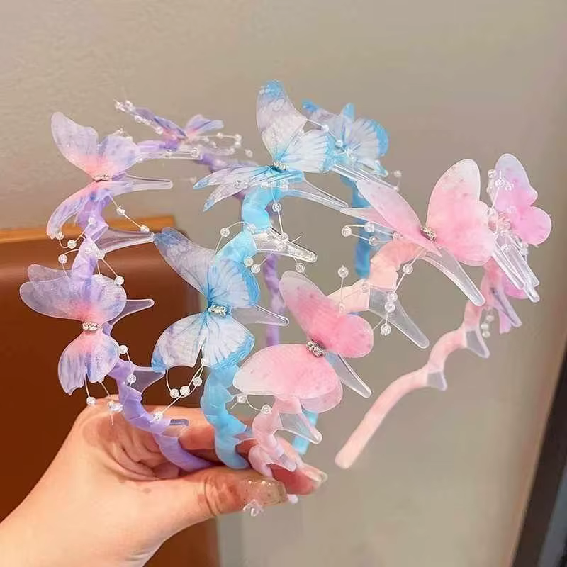 Diademas infantiles princesa mariposas onduladas antideslizantes - imagen 3