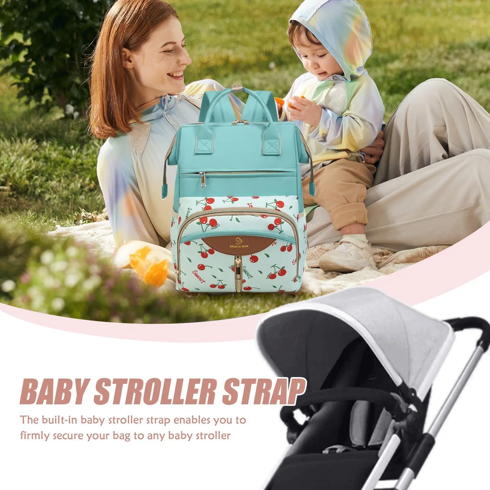 Mochila de pañales impermeable con cambiador y gran capacidad - imagen 4