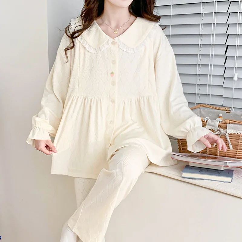 Otoño Invierno grueso algodón acolchado maternidad enfermería conjuntos de ropa de dormir dulce pijamas trajes ropa embarazo dormir ropa de salón en casa - imagen 4