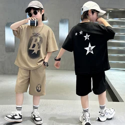 Conjunto verano niños deportivo camiseta algodón letras pantalón corto
