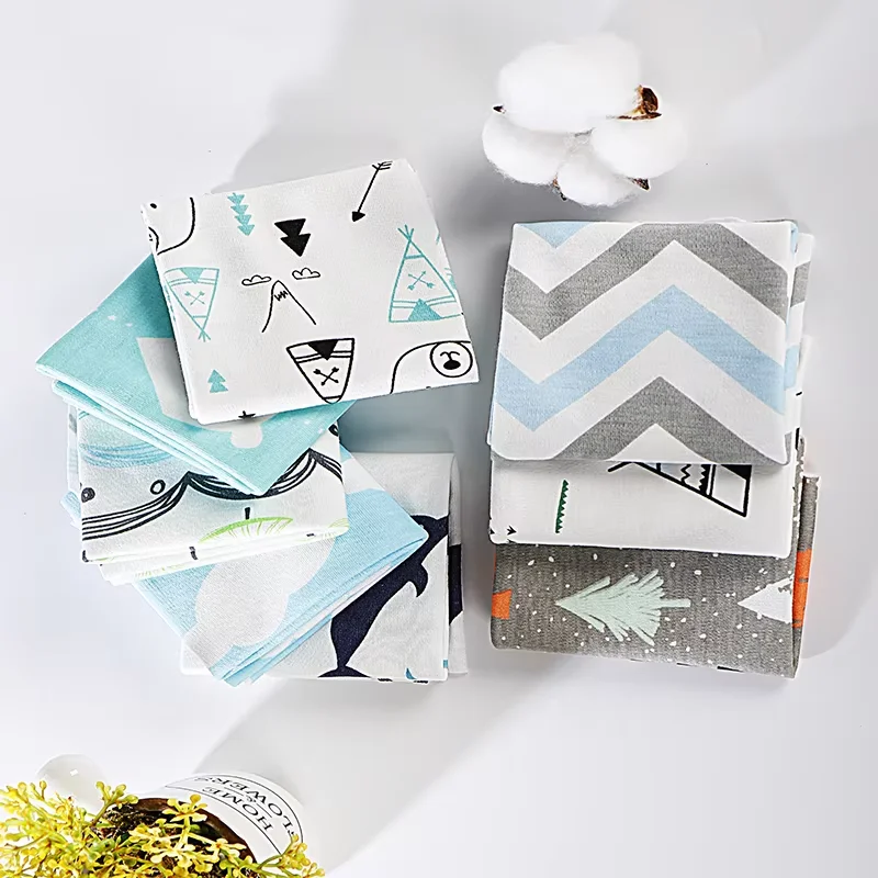 Tela de ropa de cama para bebé de Jersey de algodón puro, transpirable, ecológica, impresa colorida, reutilizable para alfombrillas de juego y sábanas - imagen 2