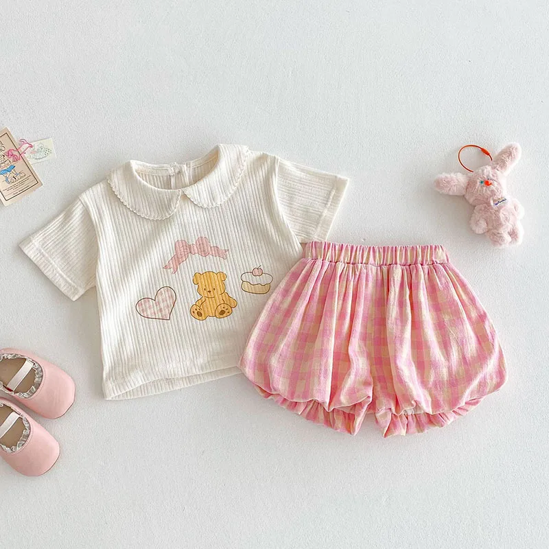MILANCEL Camiseta de verano con estampado de oso para niña - imagen 4