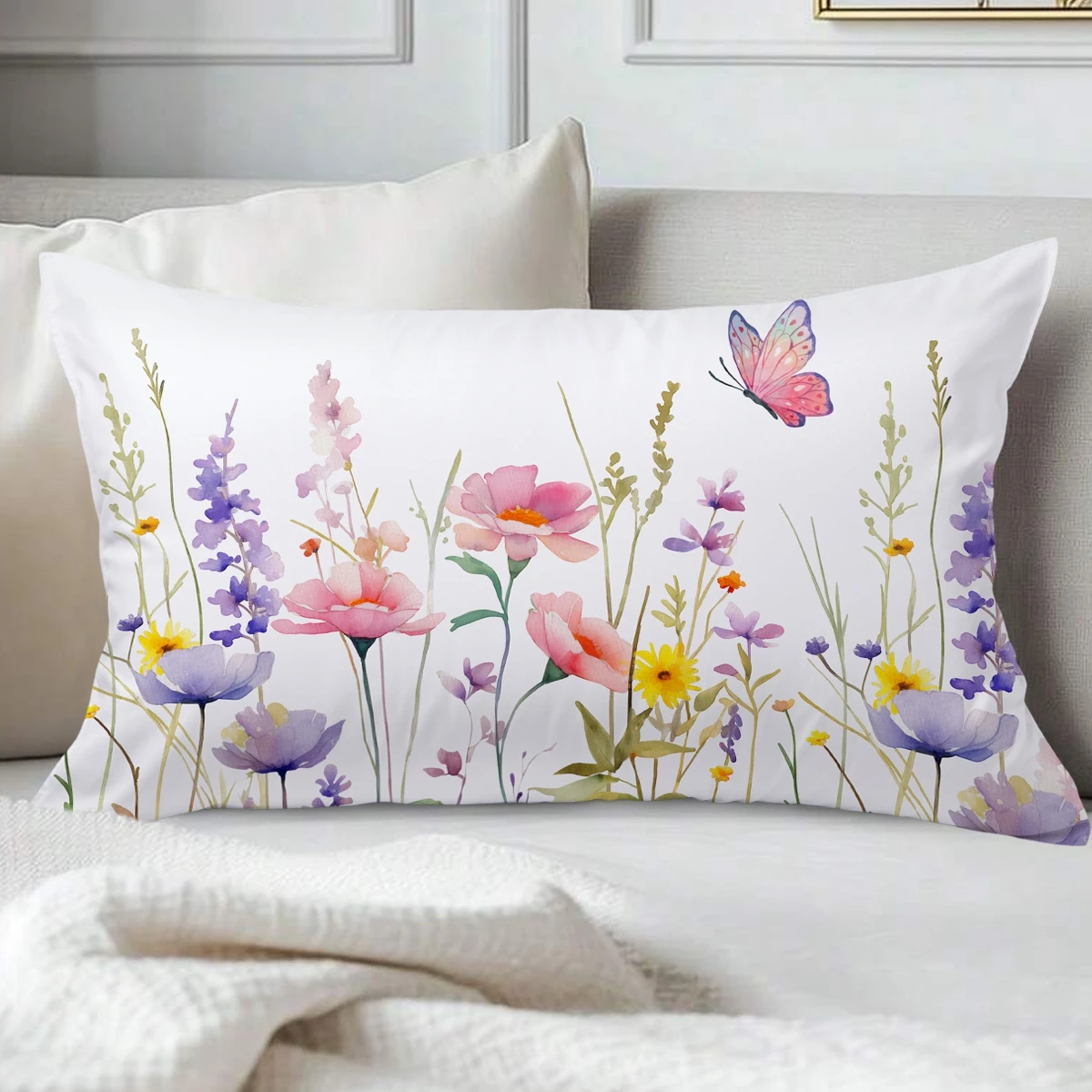 50*30 cm gran oferta flores silvestres mariposa plantas cama funda de almohada viaje dormitorio funda de almohada rectángulo pequeñas fundas de almohada
