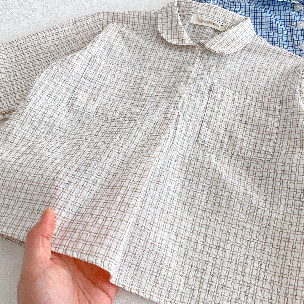 Camisa a cuadros vintage de algodón para niño manga larga - imagen 4