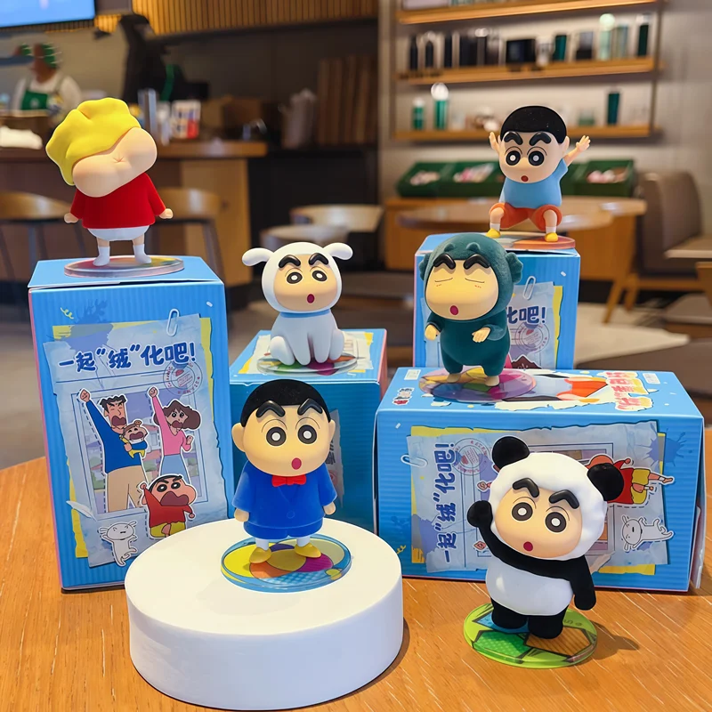 Crayon Shin Chan Shiro figura de Anime modelo coleccionable muñeca flocada sorpresa caja ciega juguetes coches adorno de escritorio regalos de cumpleaños - imagen 5