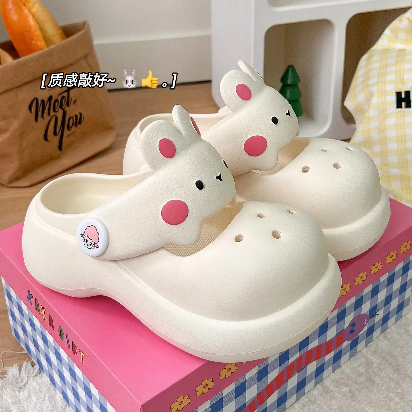 Zuecos de plataforma EVA infantil con diseño de conejitos - imagen 4