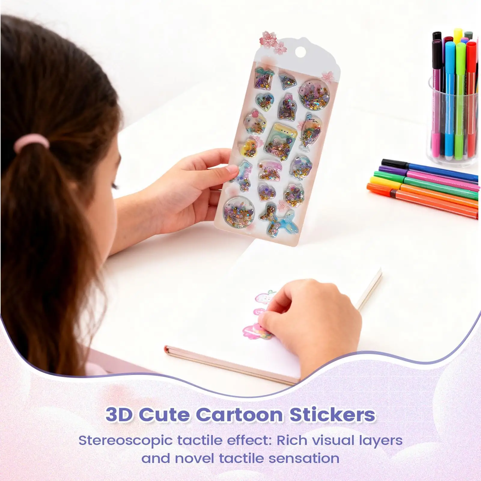 Pegatinas divertidas, calcomanías adhesivas de dibujos animados con lentejuelas y adhesivo brillante, pegatinas pequeñas y bonitas para álbumes de recortes, portátiles, funda de teléfono - imagen 4