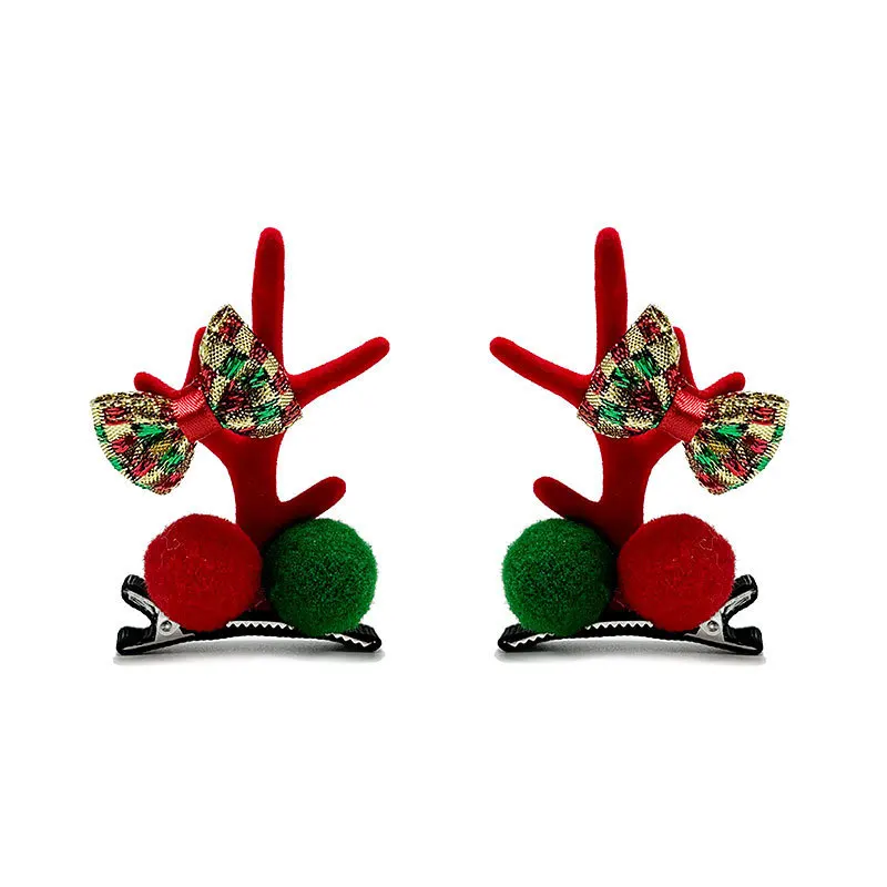 Horquilla navideña para niñas, accesorios para el cabello, tocado con astas, horquilla con orejas de ciervo, pinza para el pelo de par de alces para niños pequeños - imagen 4